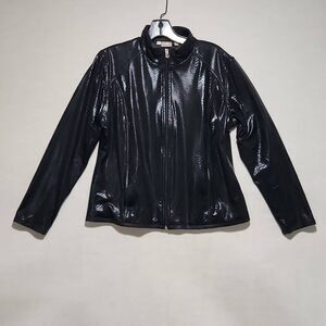 Vintage Tail Tech Women's Size Large Black Faux Leather Crocodile Print Jacket